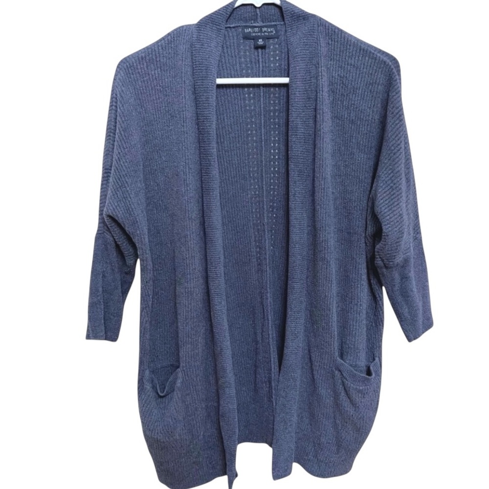 Barefoot Dreams Cozychic Ultra Light Open Front Longline Cardigan Blue Cozy XS